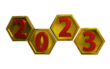 golden honeycomb year 2023 3d render design