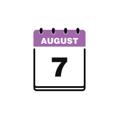 August Calendar Icon Vector Template