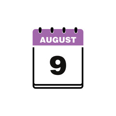 August Calendar Icon Vector Template