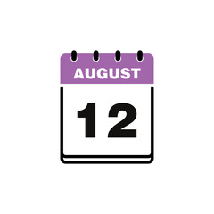 August Calendar Icon Vector Template