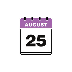 August Calendar Icon Vector Template