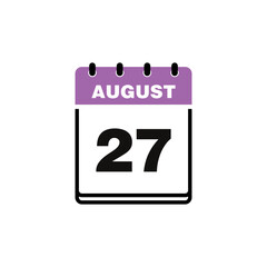 August Calendar Icon Vector Template