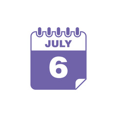 July Calendar Icon Vector Template