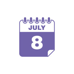 July Calendar Icon Vector Template