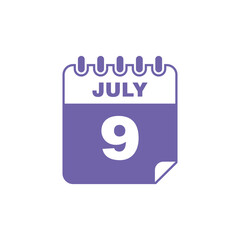 July Calendar Icon Vector Template