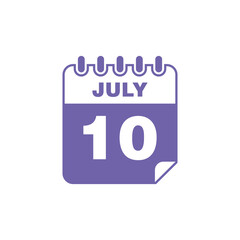July Calendar Icon Vector Template