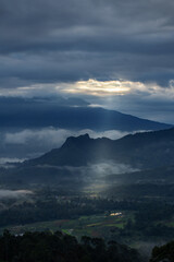 Fog in the montains in the morning