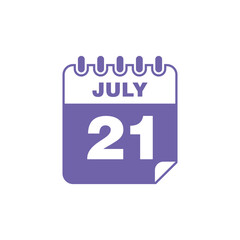 July Calendar Icon Vector Template