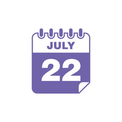 July Calendar Icon Vector Template