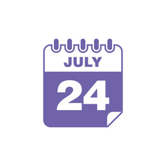 July Calendar Icon Vector Template