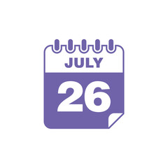 July Calendar Icon Vector Template