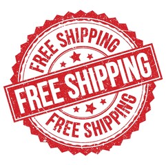 FREE SHIPPING text on red round stamp sign