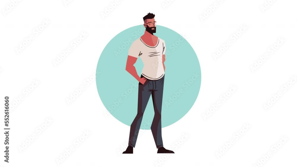 Poster bearded man modeling character animation