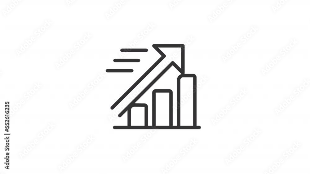 Poster animated fast growth linear icon. fast business progress. financial development. seamless loop hd vi