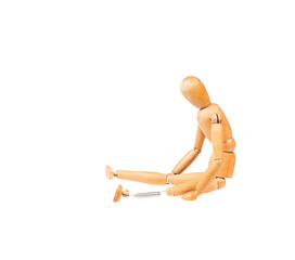 figurine of a man sitting in profile on a transparent background