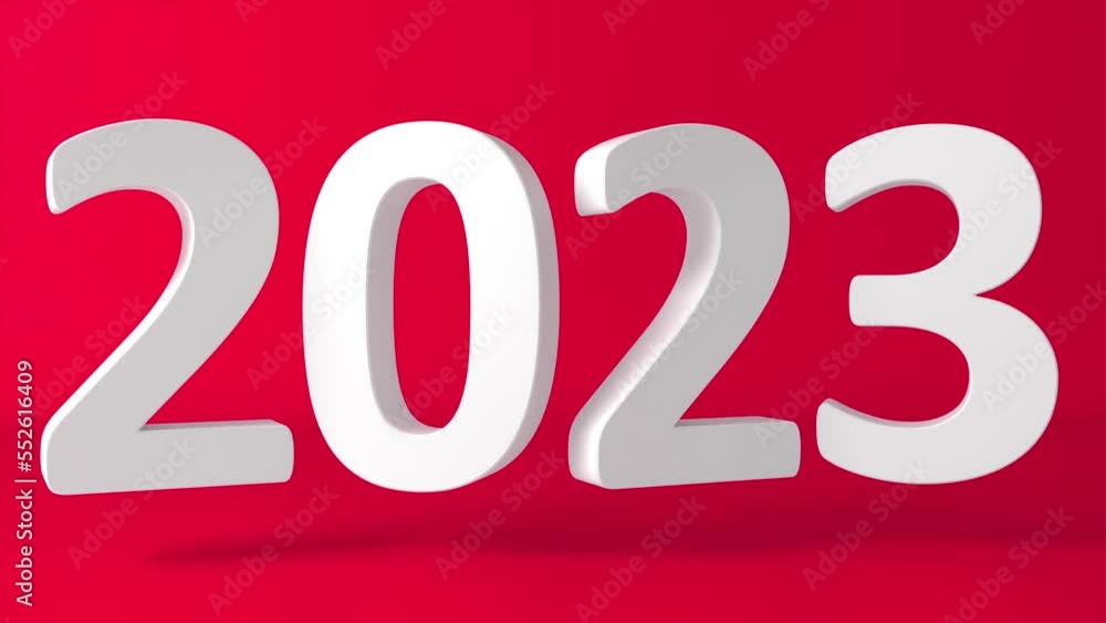 Poster 2023 animated text. word 2023 3d text. happy new year concept. flying object. bright dynamic animati