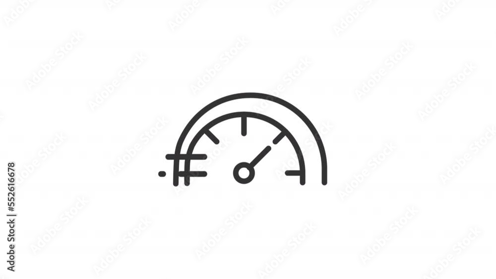 Poster animated speedometer linear icon. vehicle speed. acceleration. automobile gauge. seamless loop hd vi