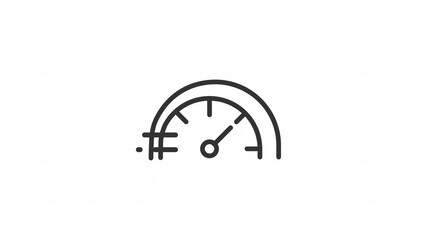 Animated speedometer linear icon. Vehicle speed. Acceleration. Automobile gauge. Seamless loop HD video with alpha channel on transparent background. Outline motion graphic animation