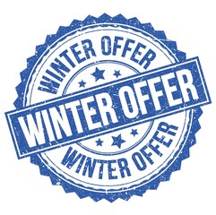 Obraz premium WINTER OFFER text on blue round stamp sign