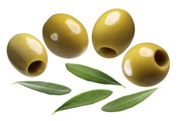 Green pitted olives isolated png