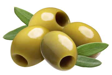 Green pitted olives isolated png