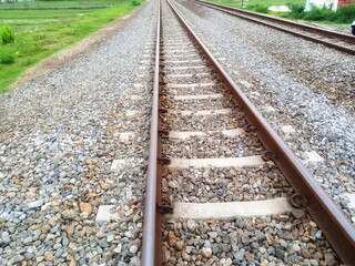 railroad tracks in the countryside