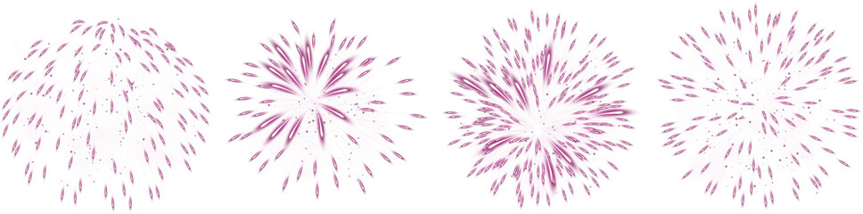 Set Of Realistic Glowing Pink Fireworks Brightly Shining Illustration Design