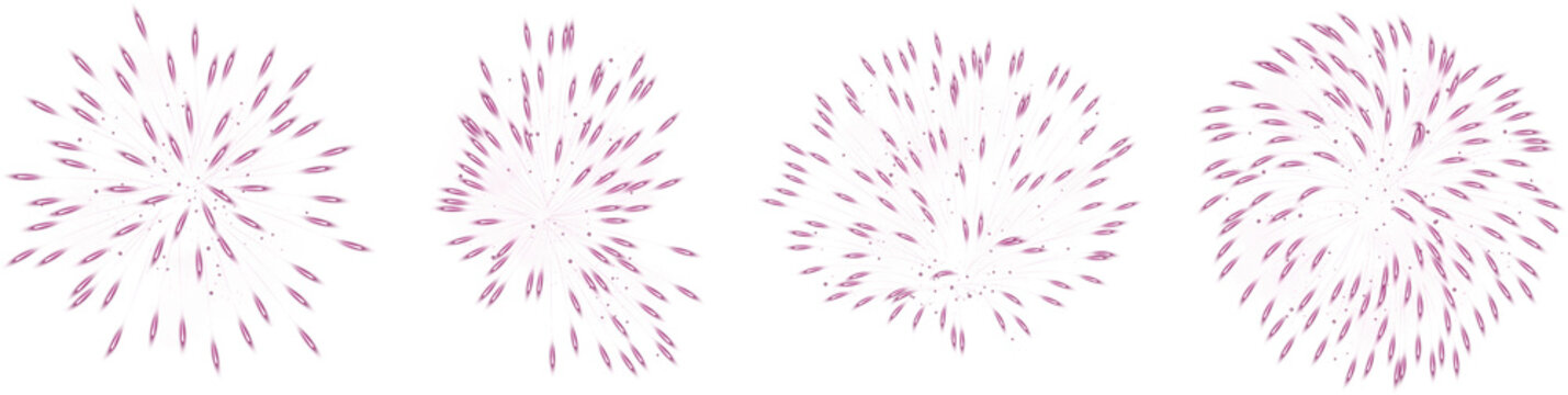 Set Of Realistic Glowing Pink Fireworks Brightly Shining Illustration Design