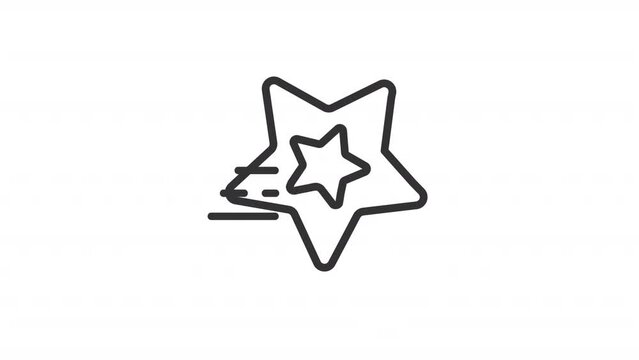 Animated shooting star linear icon. Make wish upon falling star. Burning meteor in atmosphere. Seamless loop HD video with alpha channel on transparent background. Outline motion graphic animation