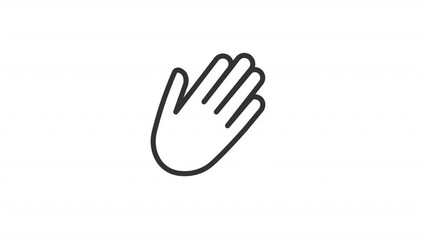 Animated waving hand linear icon. Nonverbal communication. Greeting and calling gesture. Seamless loop HD video with alpha channel on transparent background. Outline motion graphic animation