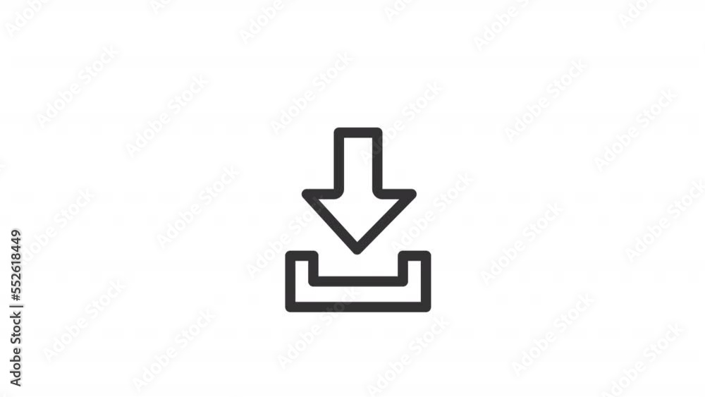Poster animated download linear icon. save file from online. interface. internet connection. seamless loop 