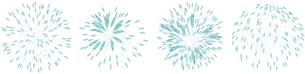 Set Of Realistic Glowing Blue Fireworks Brightly Shining Illustration Design