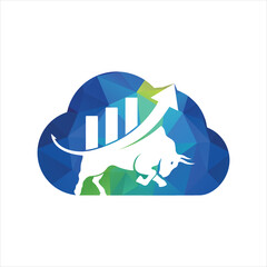 Bull with chart bar logo design. Finance vector logo design.