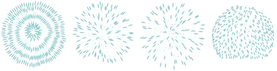 Set Of Realistic Glowing Blue Fireworks Brightly Shining Illustration Design