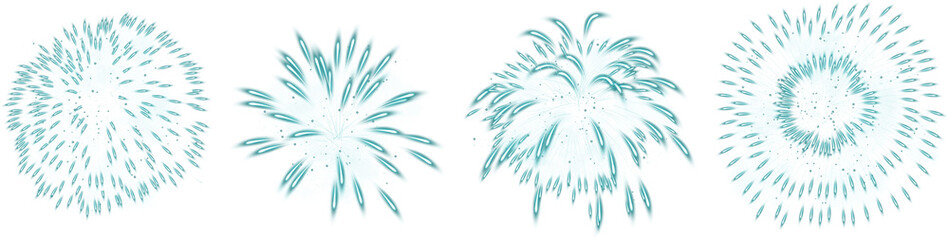 Obraz premium Set Of Realistic Glowing Blue Fireworks Brightly Shining Illustration Design