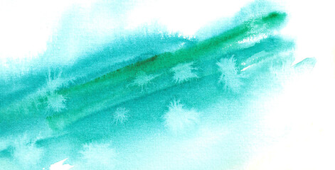 Abstract green watercolor background texture. Banner template. green watercolor sea effect. Abstract painting with bright green paint strokes, full frame. Colorful watercolor background. New Year card