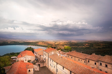 Vista panoramica dalla fortezza di Populonia, Toscana, Italia, vista panoramica