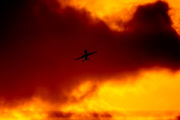 Aircraft Passenger take off  shot at sunset time