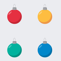 Christmas toys on the Christmas tree, Festive set for Christmas. Vector set with xmas objects -  christma balls on a Christmas tree   isolated on white background illustration