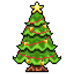 Pixel Christmas Tree with decorations 1