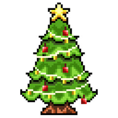 Pixel Christmas Tree with decorations 2