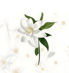 White lily flower. Closeup. White Plant Flower Fresh isolated on white Background.