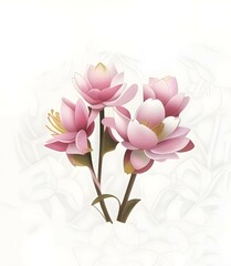 Pink lily flower. Close-up. Beautiful pink flower on white Background.