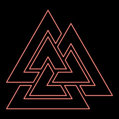 Neon valknut sign symblol red color vector illustration image flat style