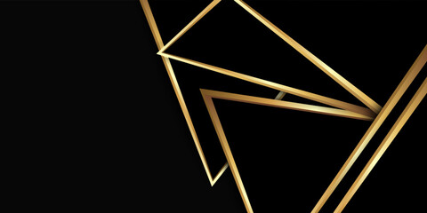 Abstract black background with line golden elements. Geometric style 3d modern concept. vector illustration for design.