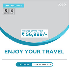 Fototapeta premium travel and tourism banner post or social media post template