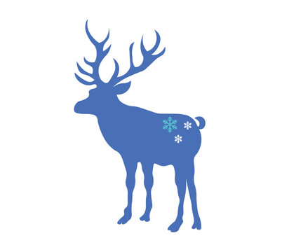 deer silhouette vector illustration. Christmas deer stag. Cute christmas cartoon reindeer