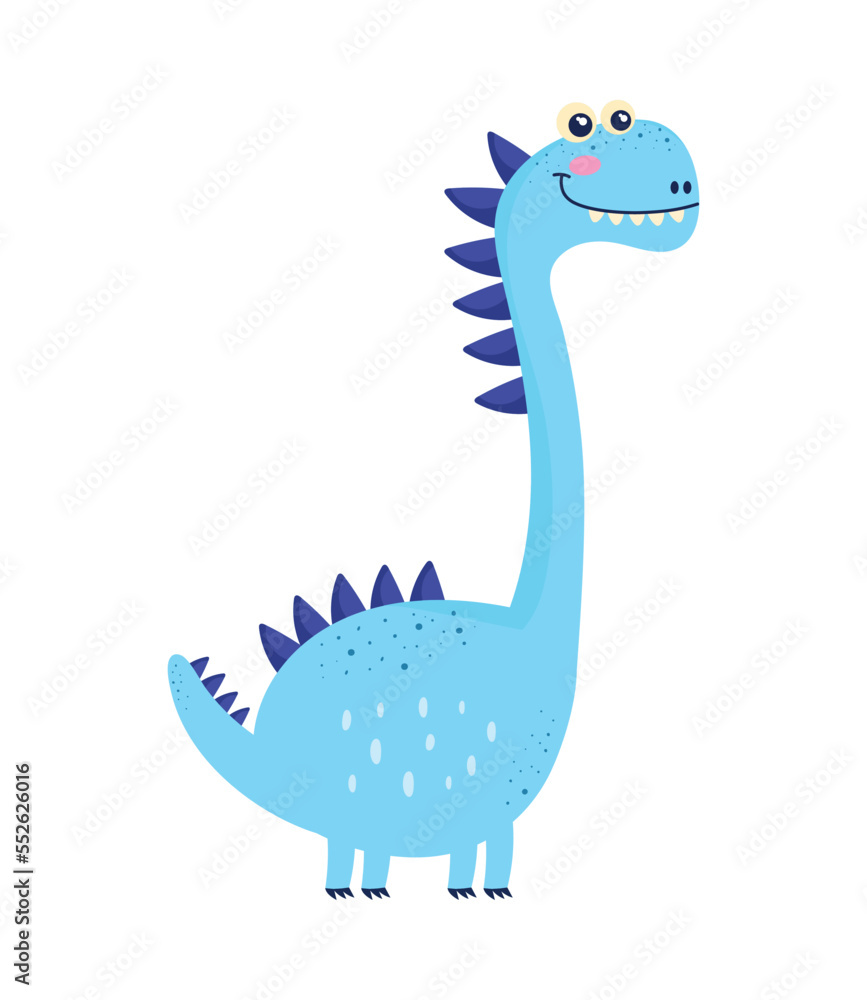 Sticker cute blue dinosaur