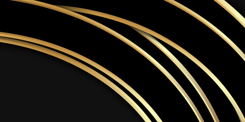 Fototapeta premium Dark corporate stripes abstract background contained gold decorative lines.