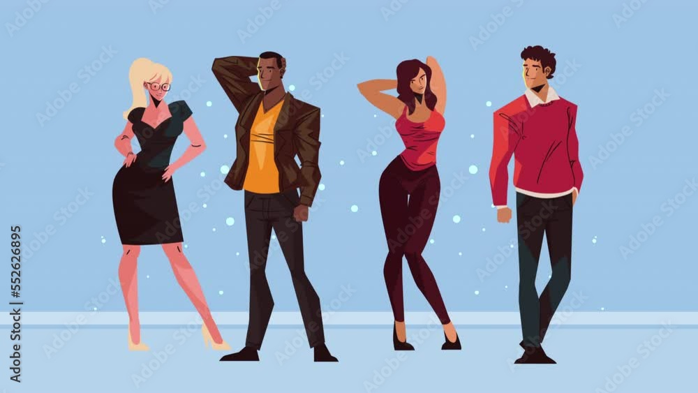 Poster group of models posing characters